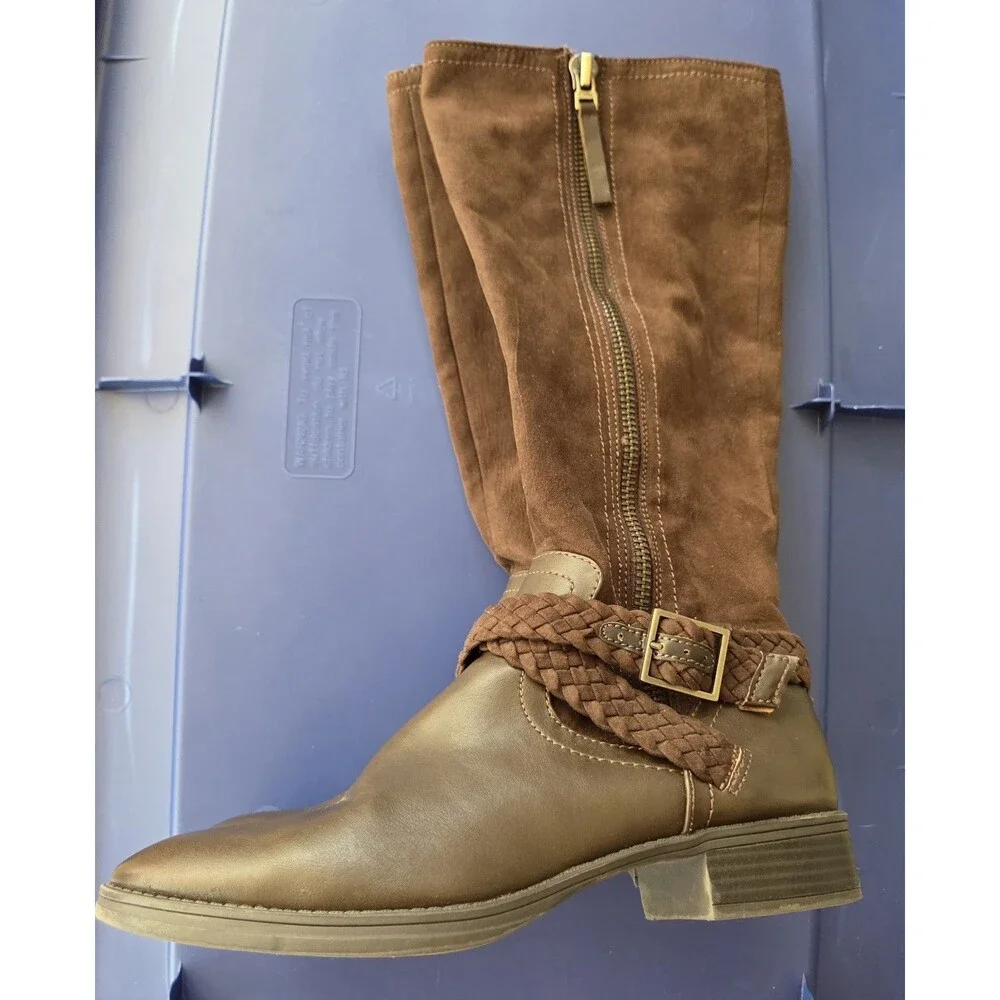Circus by Sam Edelman Sz 9 Women's Perry Knee High Boot, Brown Microsuede Riding